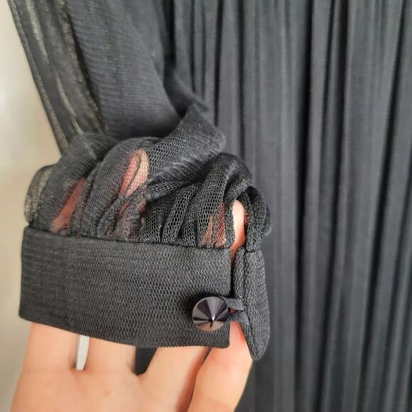 Cristallini Long Sleeve Silk Tulle Dress, Black L - Picture 10 of 12